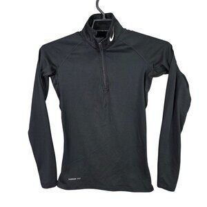 Womens Black Nike Pro Combat Dri-Fit Fitted 1/4 Zip Pullover Therma-Fit Size XS